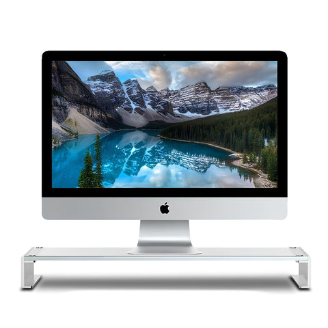 Yixoo Monitor stand, monitor riser base, aluminum alloy extended office desk, tempered glass computer keyboard storage