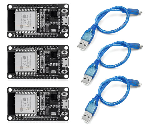 Yixoo 3 Pieces of Esp32 Cp2102 Wifi and Bluetooth 4.2 Ble Nodemcu with Micro USB Cable