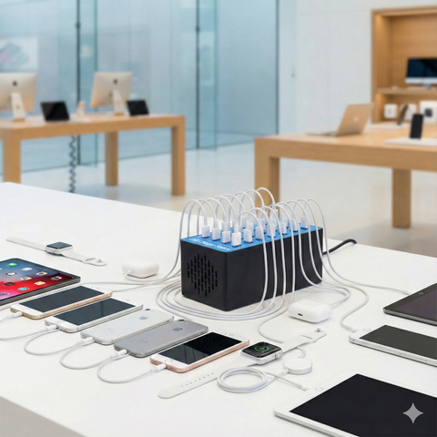 Yixoo MX542 Estación de Carga USB 20 Puertos 100W, Hub Cargador Múltiple Universal 5V/20A para iPhone Samsung iPad Tabletas, Adaptador Inteligente con Protección para Oficina Hotel y Escuela