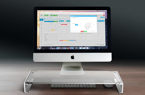 Yixoo Monitor stand, monitor riser base, aluminum alloy extended office desk, tempered glass computer keyboard storage