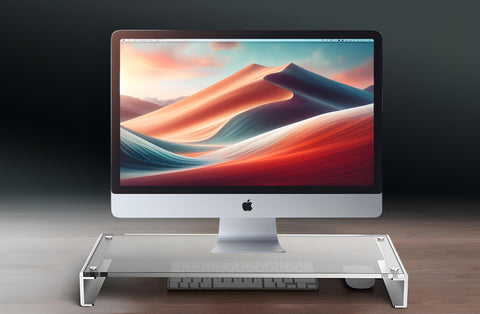 Yixoo Monitor stand, monitor riser base, aluminum alloy extended office desk, tempered glass computer keyboard storage