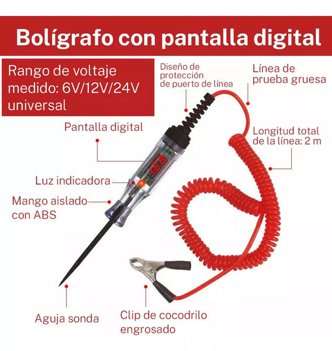 Yixoo Digital polarity pen with voltmeter 6v 12v 24v