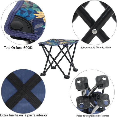 Yixoo Portable Folding Camping Stool Outdoor Camping Lightweight Small Chair for Fishing Hiking Gardening and Beach with Carry Bag