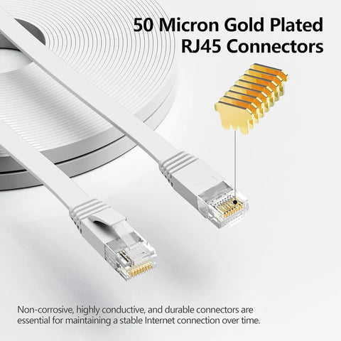 Yixoo 30 Meter Flat Network Cable Category 6 Cat6 Cat6 Rj45 Utp Ethernet White