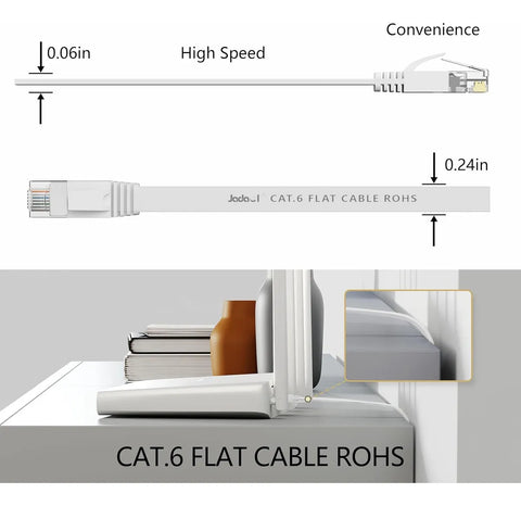 Yixoo 30 Meter Flat Network Cable Category 6 Cat6 Cat6 Rj45 Utp Ethernet White