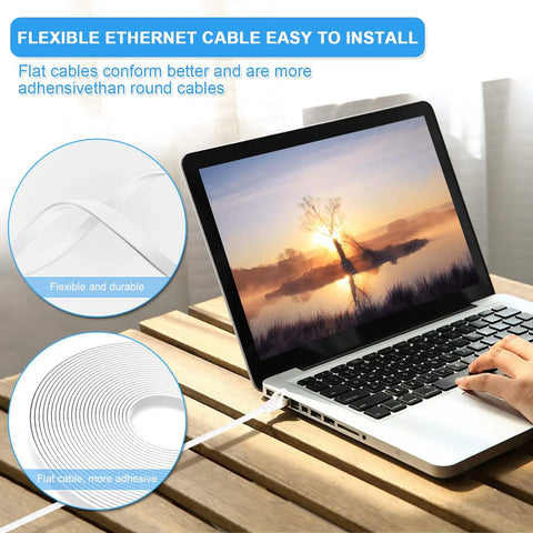 Yixoo 30 Meter Flat Network Cable Category 6 Cat6 Cat6 Rj45 Utp Ethernet White