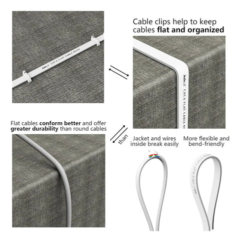 Yixoo 30 Meter Flat Network Cable Category 6 Cat6 Cat6 Rj45 Utp Ethernet White
