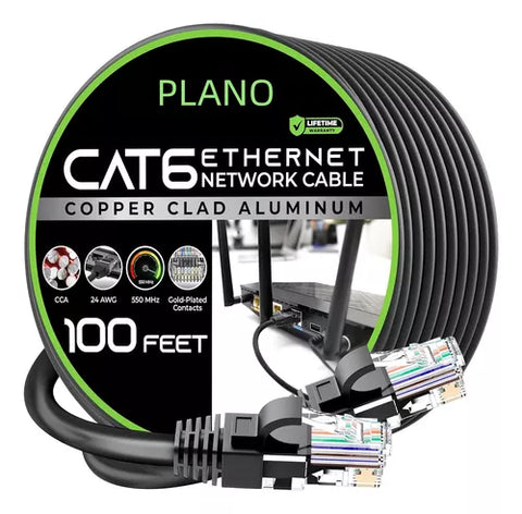 Yixoo Flat Ethernet Cable Network Lan 30m Reinforced Cat6 Internet Console RJ-45 Cable Utp Double Outer Jacket