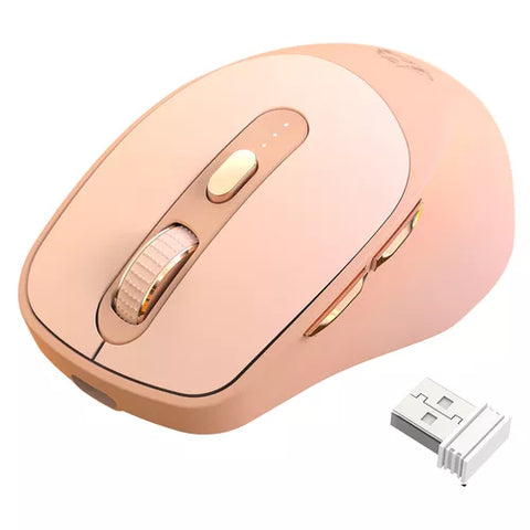 Yixoo X7 Wireless Mouse Silent Ergonomic Mouse Bluetooth/2.4G Dual Modes for Office Gaming Rechargeable Ergonomic Mouse with Battery Indicator Silent Click for PC/Mac/Tablet Pink