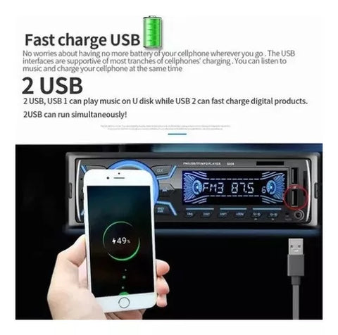 Yixoo Car Stereos MP3 Bluetooth Voice Assistant Fast Charging Screen