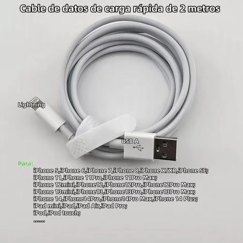 Yixoo 2m Cable For iPhone 5 6 7 8 X 12 13 14 iPad Fast Charging Set