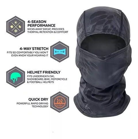 Yixoo Moto Balaclava Cooling Mask Set of 6 for Cycling (Unisex) - Black, One Size with Sun Protection