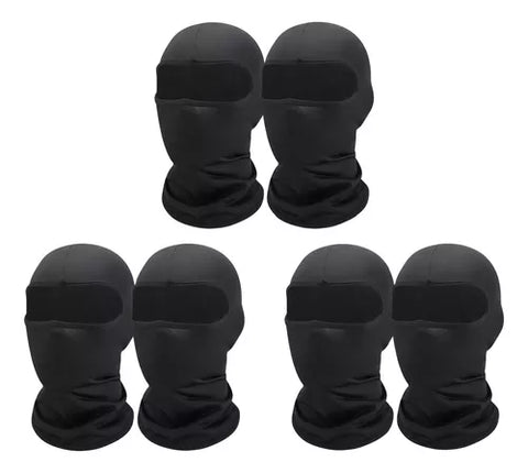 Yixoo Moto Balaclava Cooling Mask Set of 6 for Cycling (Unisex) - Black, One Size with Sun Protection