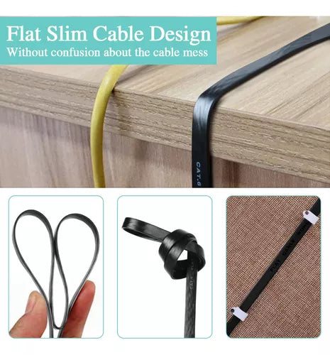 Yixoo Flat Ethernet Cable Network Lan 30m Reinforced Cat6 Internet Console RJ-45 Cable Utp Double Outer Jacket