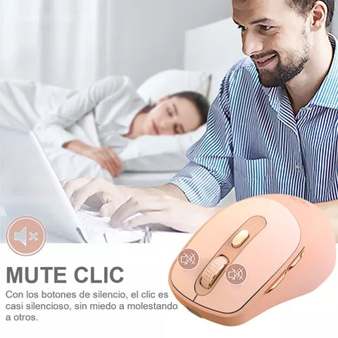 Yixoo X7 Wireless Mouse Silent Ergonomic Mouse Bluetooth/2.4G Dual Modes for Office Gaming Rechargeable Ergonomic Mouse with Battery Indicator Silent Click for PC/Mac/Tablet Pink