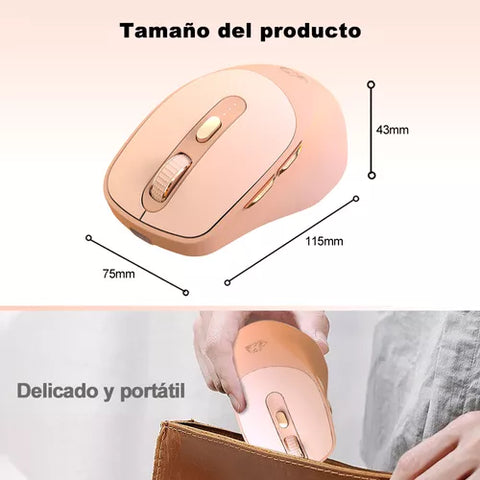 Yixoo X7 Wireless Mouse Silent Ergonomic Mouse Bluetooth/2.4G Dual Modes for Office Gaming Rechargeable Ergonomic Mouse with Battery Indicator Silent Click for PC/Mac/Tablet Pink