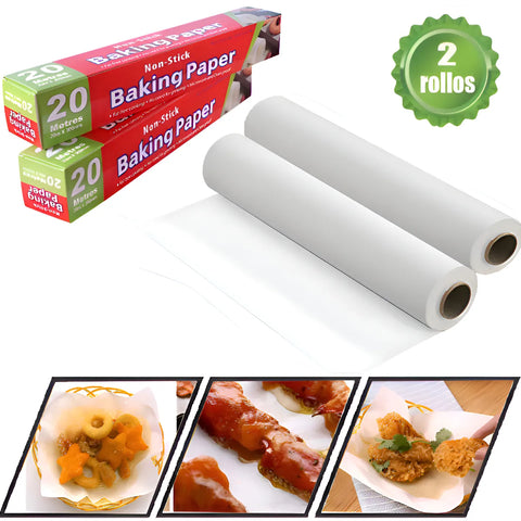 Yixoo Papel Para Hornear Alimentos Encerado 30cm X 20m, 2 Rollos
