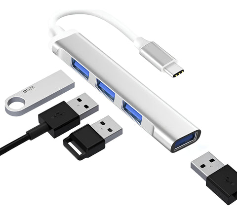 Yixoo USB C to 4 High-Speed USB 3.0/2.0 Ports Hub Adapter for MacBook Pro/Air, iPad Pro, Laptops, PC and Other Devices
