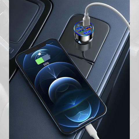 Yixoo 62W Car Charger with 6 Ports (4 USB & 2 PD USB-C), Fast Charging Cigarette Lighter Adapter for Phones, Tablets, and More