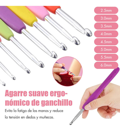 Yixoo Kit De Ganchos Ergonómicos Y Accesorios Para Tejer A Crochet