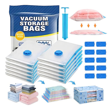 Yixoo Bolsas al Vacío 10 Unidades 100x80cm con Bomba Manual - Almacenamiento para Ropa, Bolsas de Guardado Grande，bolsas de almacenamiento，bolsas vacio，bolsas de vacio