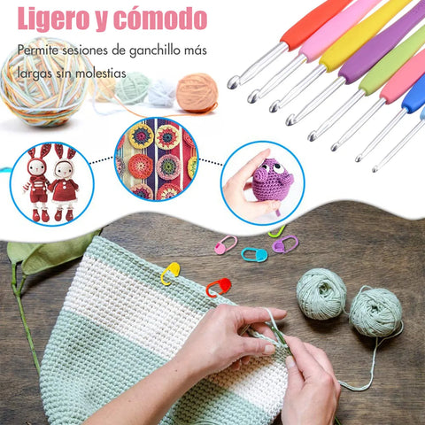 Yixoo Kit De Ganchos Ergonómicos Y Accesorios Para Tejer A Crochet