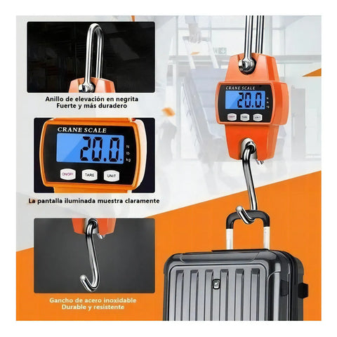 Yixoo Báscula industrial digital colgante Genérica Digital crane scales 300kg naranja x 1 cm
