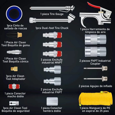 Yixoo Kit Accessories Kit Air Accessories 20 Pieces with Hose for Compressor