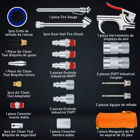 Yixoo Kit Accessories Kit Air Accessories 20 Pieces with Hose for Compressor