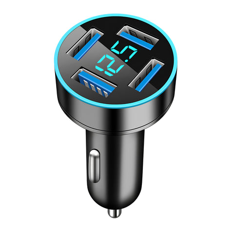 Yixoo Car Cigarette Lighter Charger with 4-Port USB Fast Charging, 62W Total Power, and LED Display for Phones and Tablets