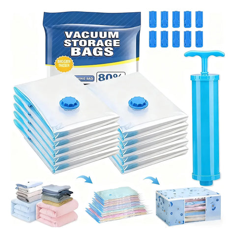 Yixoo Bolsas al Vacío 10 Unidades 100x80cm con Bomba Manual - Almacenamiento para Ropa, Bolsas de Guardado Grande，bolsas de almacenamiento，bolsas vacio，bolsas de vacio