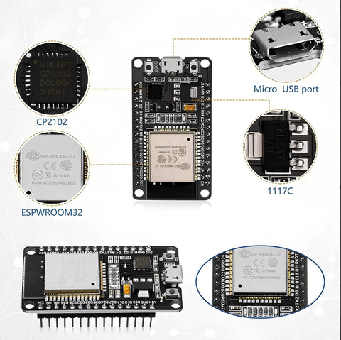 Yixoo 3 Pieces of Esp32 Cp2102 Wifi and Bluetooth 4.2 Ble Nodemcu with Micro USB Cable