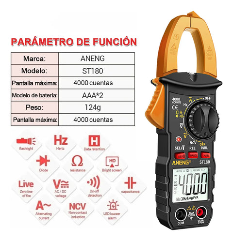 Yixoo Digital Clamp Meter, Aneng Digital Multimeter St180 Yellow Color