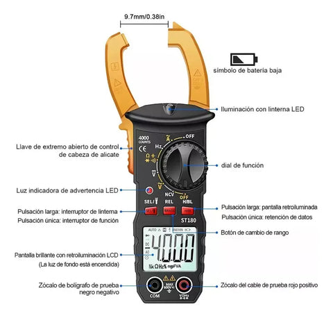 Yixoo Digital Clamp Meter, Aneng Digital Multimeter St180 Yellow Color