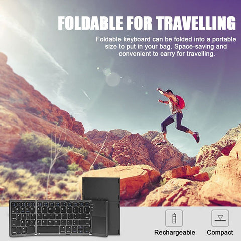 Foldable BT Keyboard with Touchpad for Phones Tablets Laptops PC Travel