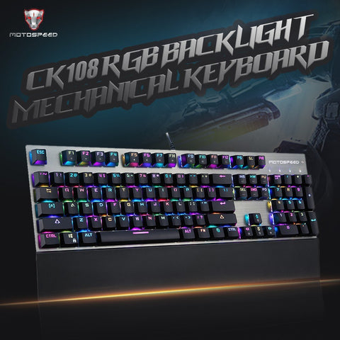 Motospeed V30 Wired Optical USB Gaming Mouse + CK108 104 Keys Mechanical Gaming Wired Keyboard Blue Switch + 3D P40 Super Smooth Silica Gel Mouse Pad