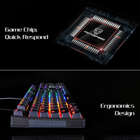 Motospeed CK96 104 Key USB Wired Backlight Mechanical Keyboard +  V30 Wired Optical USB Gaming Mouse