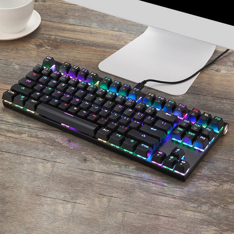 Motospeed V30 Wired Optical USB Gaming Mouse + CK101 87 Key NKRO RGB Backlit Mechanical Gaming Keyboard +  P70 Black Non-Slip Rubber Computer Gaming Mouse Pad
