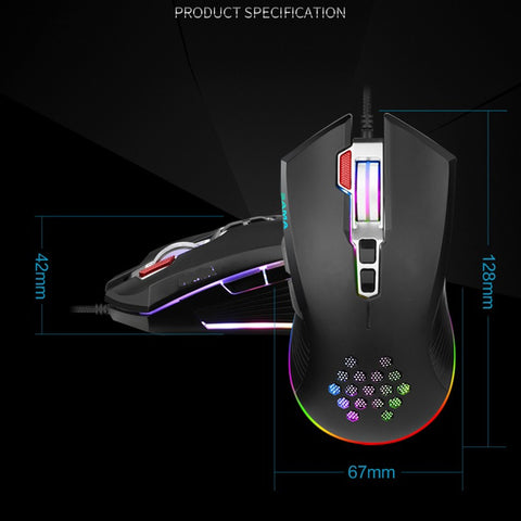 Mouse with USB Chargeing Port Design Ergonomic Optiacal RGB Illuminated Mouse 4 Levels DPI with Scroll Wheel 2 Thumb Buttons for Laptop Computers E-sports Portable