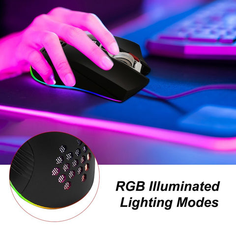Mouse with USB Chargeing Port Design Ergonomic Optiacal RGB Illuminated Mouse 4 Levels DPI with Scroll Wheel 2 Thumb Buttons for Laptop Computers E-sports Portable
