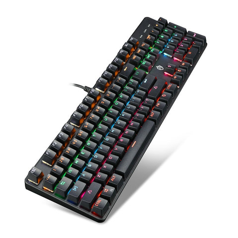 Illuminated Mechanical Keyboard 104 Keys Gaming Keyboard USB Powered Operated 6 Light Colors 9 Vivid  Lighting Effects for Computer Laptop E-sports Trip Travel with Rotator