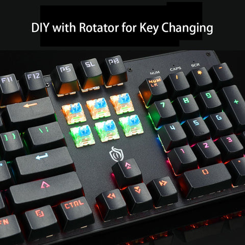 Illuminated Mechanical Keyboard 104 Keys Gaming Keyboard USB Powered Operated 6 Light Colors 9 Vivid  Lighting Effects for Computer Laptop E-sports Trip Travel with Rotator