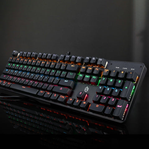 Illuminated Mechanical Keyboard 104 Keys Gaming Keyboard USB Powered Operated 6 Light Colors 9 Vivid  Lighting Effects for Computer Laptop E-sports Trip Travel with Rotator