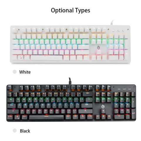 Illuminated Mechanical Keyboard 104 Keys Gaming Keyboard USB Powered Operated 6 Light Colors 9 Vivid  Lighting Effects for Computer Laptop E-sports Trip Travel with Rotator