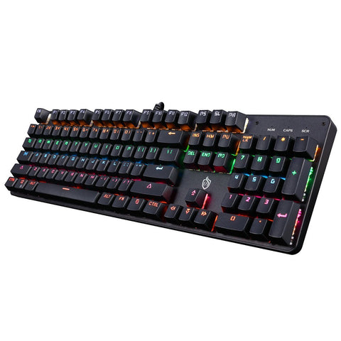 Illuminated Mechanical Keyboard 104 Keys Gaming Keyboard USB Powered Operated 6 Light Colors 9 Vivid  Lighting Effects for Computer Laptop E-sports Trip Travel with Rotator