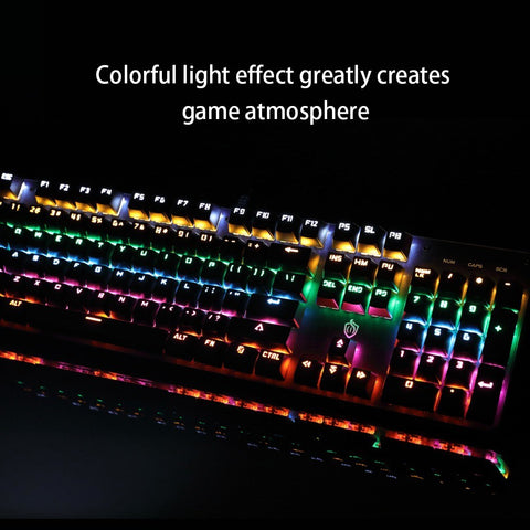 Illuminated Mechanical Keyboard 104 Keys Gaming Keyboard USB Powered Operated 6 Light Colors 9 Vivid  Lighting Effects for Computer Laptop E-sports Trip Travel with Rotator