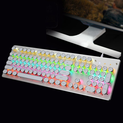 Illuminated Mechanical Keyboard 104 Keys Gaming Keyboard USB Powered Operated 9 Vivid Lighting Effects for Computer Laptop E-sports Trip Travel Portable