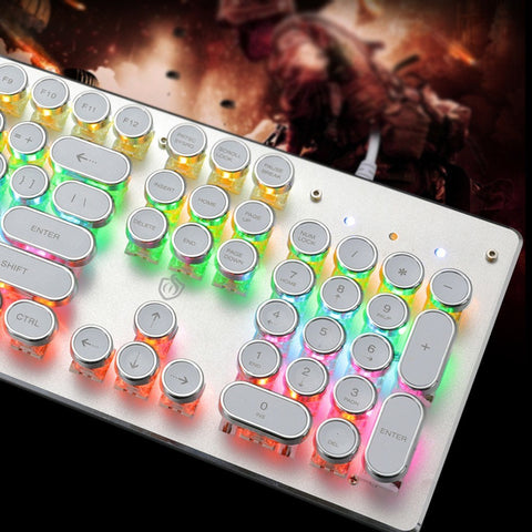 Illuminated Mechanical Keyboard 104 Keys Gaming Keyboard USB Powered Operated 9 Vivid Lighting Effects for Computer Laptop E-sports Trip Travel Portable