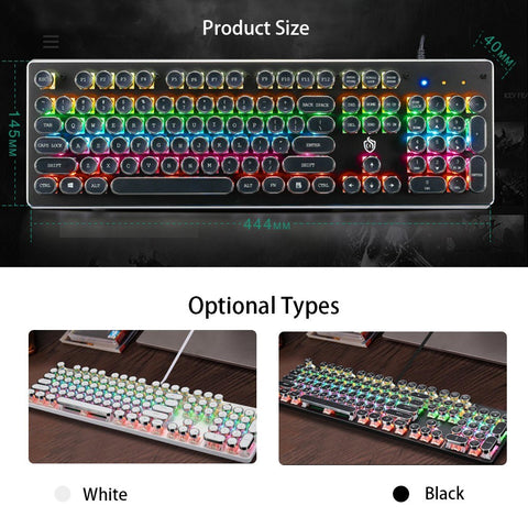 Illuminated Mechanical Keyboard 104 Keys Gaming Keyboard USB Powered Operated 9 Vivid Lighting Effects for Computer Laptop E-sports Trip Travel Portable