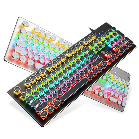 Illuminated Mechanical Keyboard 104 Keys Gaming Keyboard USB Powered Operated 9 Vivid Lighting Effects for Computer Laptop E-sports Trip Travel Portable